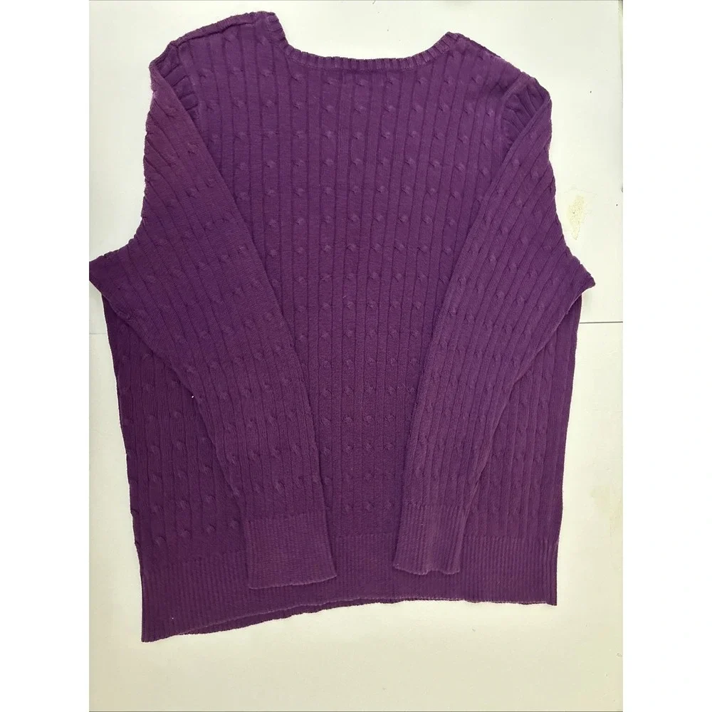 St Johns Bay Women's Purple Cable Knit V Neck Sweater Plus Size 3X - Picture 10 of 11